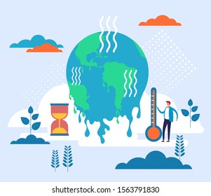 Global warming environmental concept. Vector flat graphic design illustration