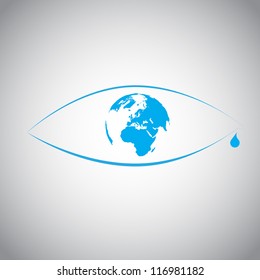 Global warming in an eye symbol