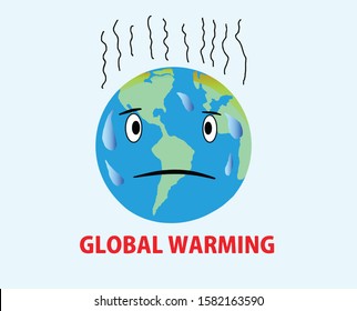 Global Warming Face Character Vector. 