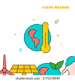 Icono vector de línea rellena de calentamiento global, ilustración simple, borde inferior relacionado.