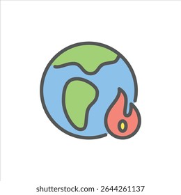 Global Warming filled outline icon. climate change color line illustration.