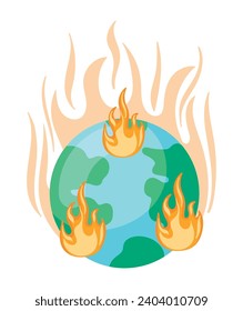 ilustración de llamas de calentamiento global aislado