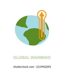 Icono plano del calentamiento global. Signo de elemento coloreado de la recolección de energía limpia. Icono de calentamiento global plano para diseño web, infografía y más.