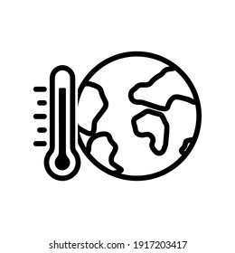 Global warming flat icon. Pictogram for web. Line stroke. Isolated on white background. Vector eps10