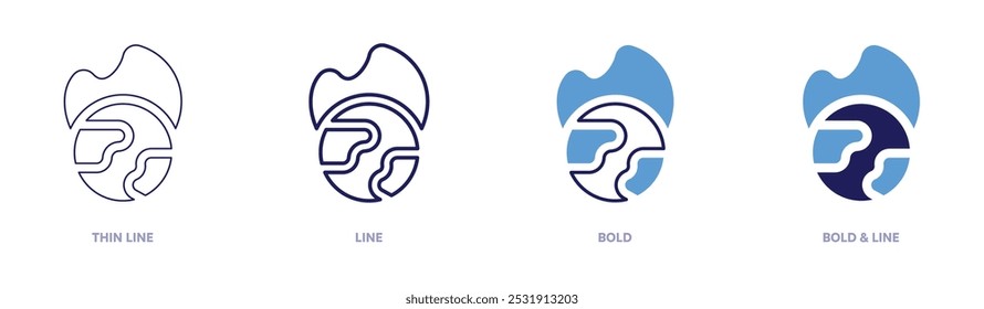 Global warming future projections icon in 4 different styles. Thin Line, Line, Bold, and Bold Line. Duotone style. Editable stroke.