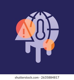 global warming glassmorphism illustration. Transparency blur elements. Ui layered design. Vector isolated element. 