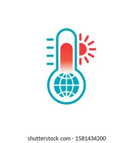 Global warming graphic icon. Climate change sign isolated on white background. Ecological problems symbol. Vector illustration