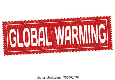 Global warming grunge rubber stamp on white background, vector illustration