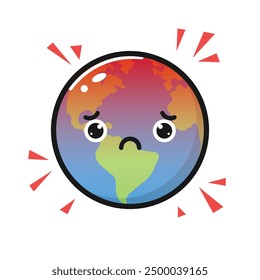 Global warming heating earth character design, vector illustration