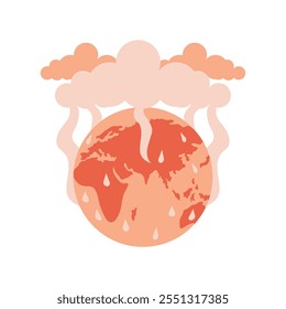 global warming high temperatures icon isolated