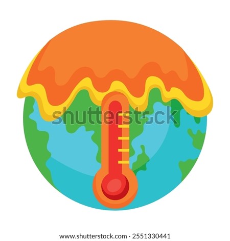global warming high temperatures icon isolated