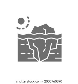 Global warming, iceberg grey icon. Isolated on white background