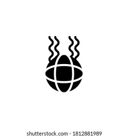 Global Warming Icon in black flat glyph, filled style isolated on white background