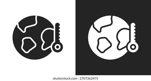 Icono De Calentamiento Global En Estilo Glifo Blanco Y Negro