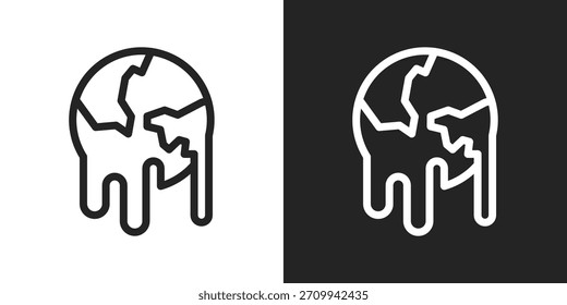 Icono De Calentamiento Global En Estilo De Línea En Blanco Y Negro
