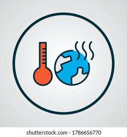 Global warming icon colored line symbol. Premium quality isolated world temperature element in trendy style.