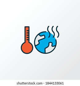 Global warming icon colored line symbol. Premium quality isolated world temperature element in trendy style.