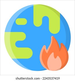 Global Warming Icon, Earth Logo, Ecology Symbol.