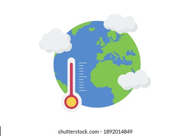 Global warming icon. Earth with thermometer
