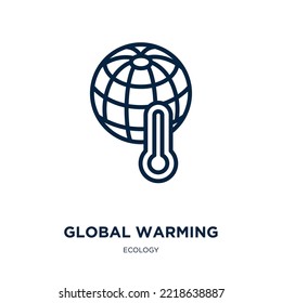 global warming icon from ecology collection. Thin linear global warming, pollution, world outline icon isolated on white background. Line vector global warming sign, symbol for web and mobile