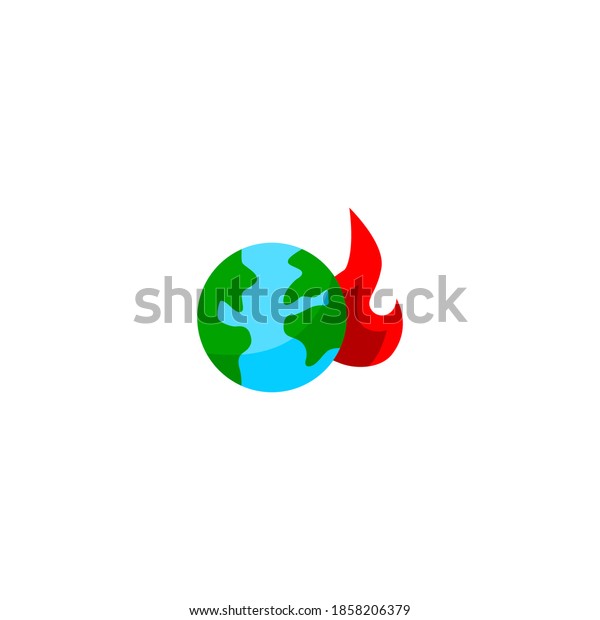 Global\
warming icon. Ecology icon. Simple, flat,\
color.