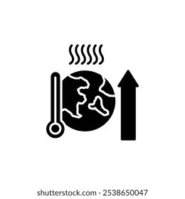 Global warming icon flat line symbol set.