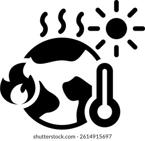 Global Warming Icon Glyph Vector Illustration