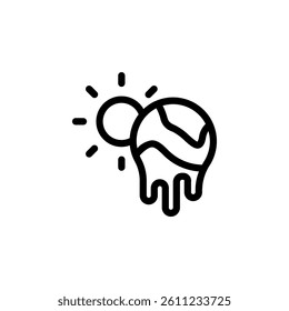 Global warming icon. Ideal for environmental awareness campaigns, educational materials, and sustainable development projects