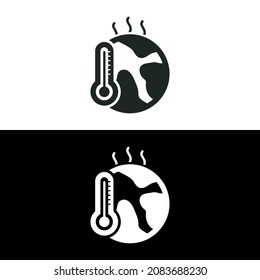 Global warming icon isolated of flat style design on black and white background