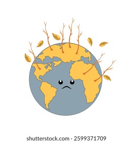 Global warming icon isolated on white background. Global warming doodle icon. Global warming cartoon icon. Flat icon. Perfect for education, ecology theme, presentation, social media, web, more