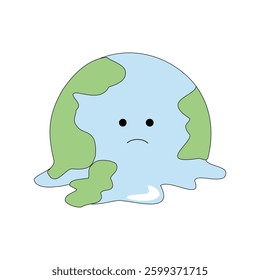 Global warming icon isolated on white background. Global warming doodle icon. Global warming cartoon icon. Flat icon. Perfect for education, ecology theme, presentation, social media, web, more
