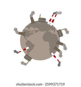 Global warming icon isolated on white background. Global warming doodle icon. Global warming cartoon icon. Flat icon. Perfect for education, ecology theme, presentation, social media, web, more