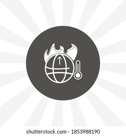 global warming icon. isolated vector element. burning earth icon