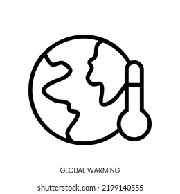 global warming icon. Line Art Style Design Isolated On White Background
