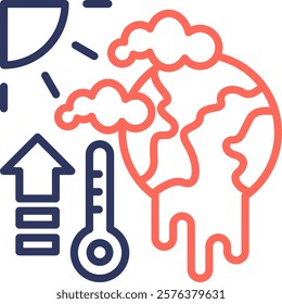 Global Warming Icon Line Color Vector Illustration
