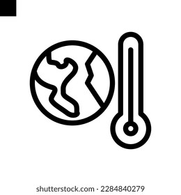 global warming icon line style vector