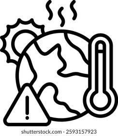 Global Warming Icon Line Vector Illustration