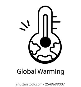 Global warming icon in linear style