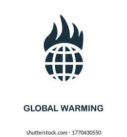 Icono de Calentamiento Global. Icono Monocromo simple del calentamiento global para plantillas, diseño web e infografías