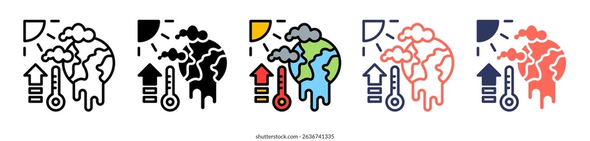 Global Warming Icon Multiple Vector Illustration
