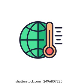 global warming icon with outline