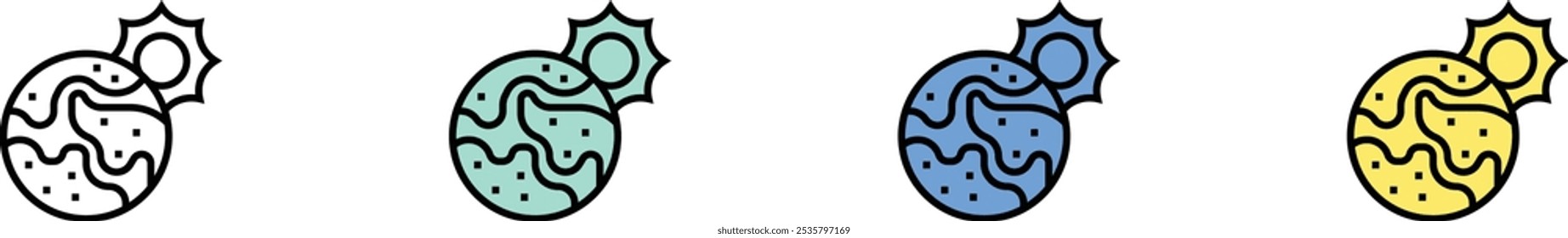 global warming icon. Outline, Green, Blue and Yellow Style Design Isolated On White Background