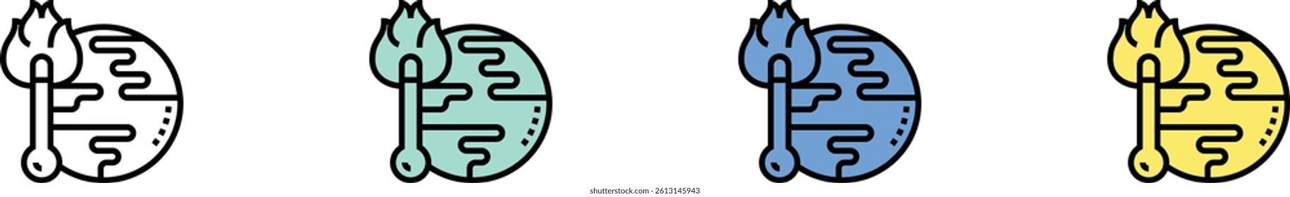 global warming icon. Outline, Green, Blue and Yellow Style Design Isolated On White Background