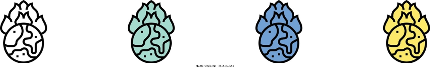 global warming icon. Outline, Green, Blue and Yellow Style Design Isolated On White Background