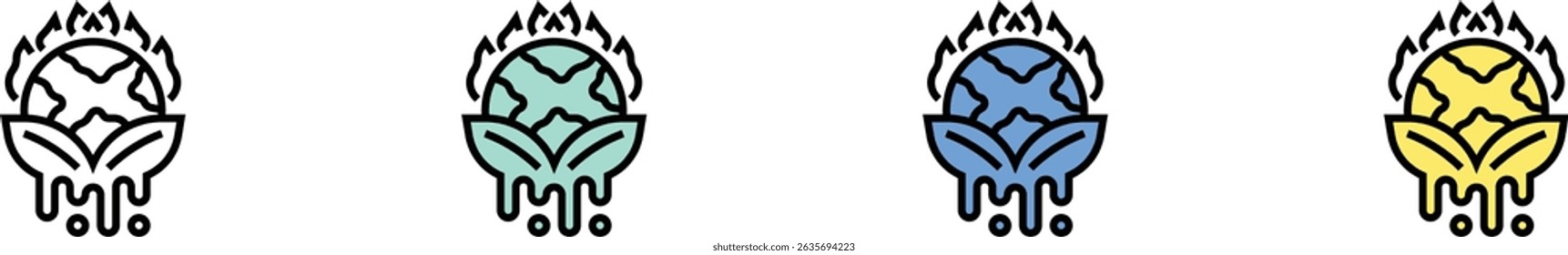 global warming icon. Outline, Green, Blue and Yellow Style Design Isolated On White Background