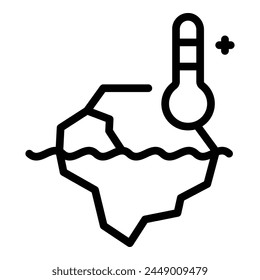 Globale Erwärmung - Vektorgrafik der Symbolumrisse. Meeresspiegel. Klimawandel