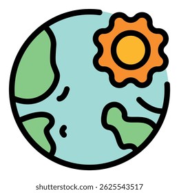Global warming icon. Outline global warming vector icon color flat isolated