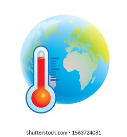 Global Warming Icon and red thermometer vector