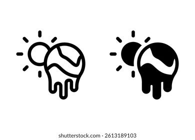 Global warming icon set. Ideal for environmental awareness campaigns, educational materials, and sustainable development projects