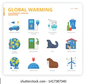 Global Warming icon set for web design, book, magazine, poster, ads, app, etc.